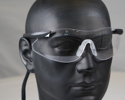 Mannequin head wearing arafura safety glasses 