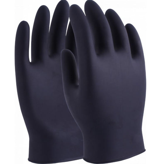 BLACK DISPOSABLE NITRILE GLOVES 4MIL X 100